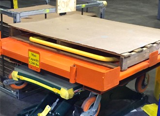 Lift Table Designed to Accept 4-Whell Carts