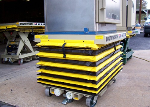 Portable lift with accordion skirt