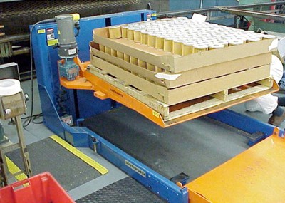 Roll-On Pallet Leveler with Powered Turntable