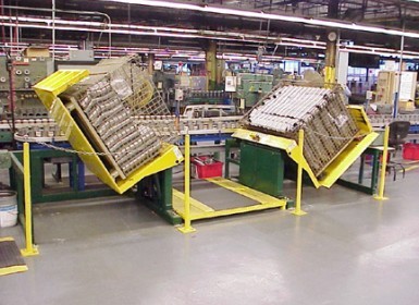 Floor Height Container Tilter in Side Entry Configuration
