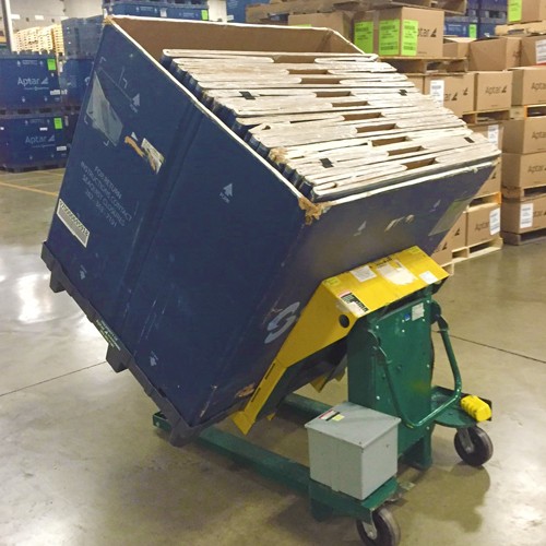 Portable Container Tilter angled down