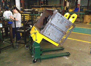 Portable Container Tilter at Assembly Station