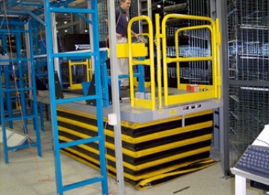 Worker Platform Lift interfacing with Carousel and Conveyor