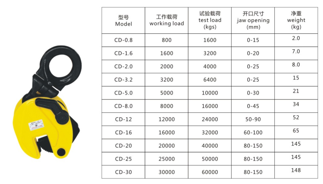 CD竖吊钢板起重钳