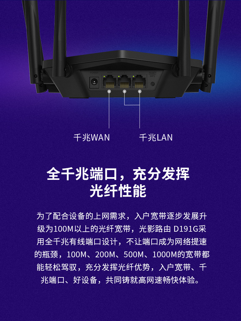 水星D191G 1900M双频千兆无线路由器(2个LAN口）