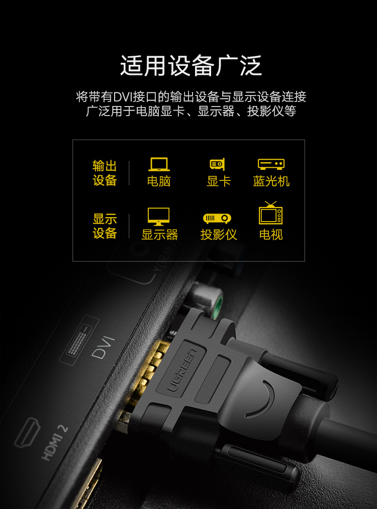 绿联DV101-24+1DVI线双通道 高清2K电脑显卡主机连接显示器数据线