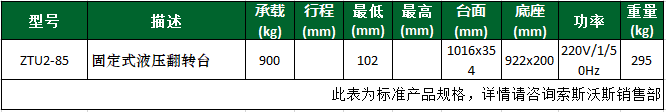 固定式液压翻转台