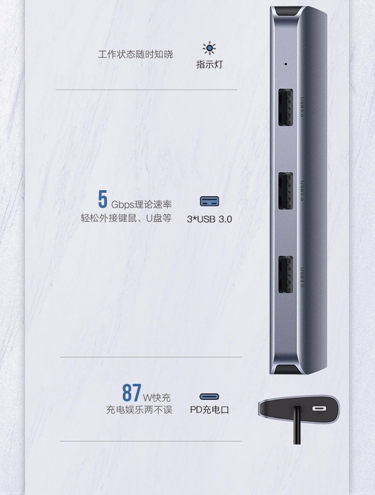 绿联 Type-C扩展坞USB-C转HDMI/VGA投屏线转换器CM179