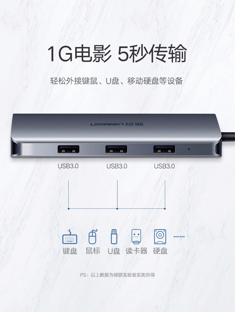 绿联 Type-C扩展坞USB-C转HDMI/VGA投屏线转换器CM179