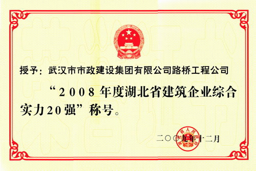 2008年度湖北省建筑企業(yè)綜合實(shí)力20強(qiáng)