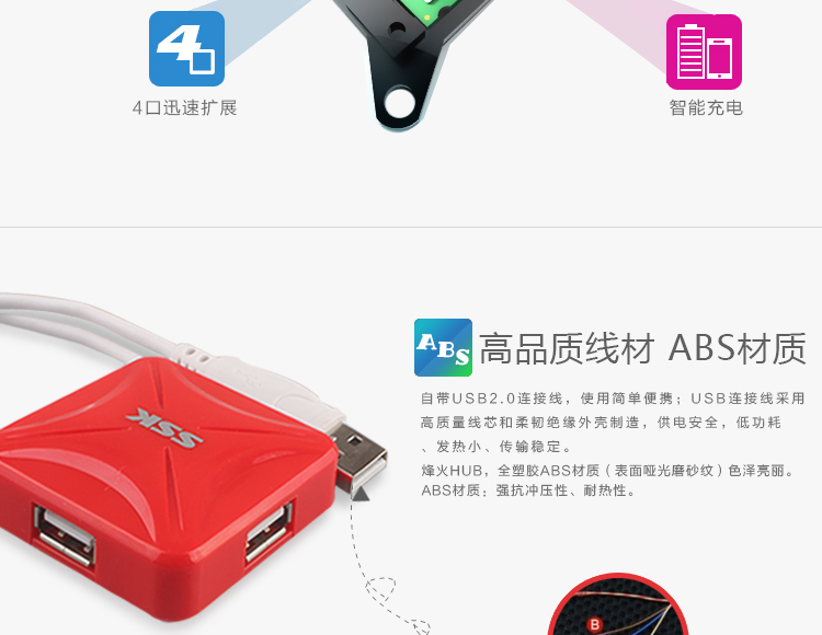 飚王（SSK）SHU027 烽火集线器HUB