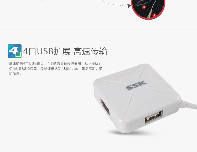 飚王（SSK）SHU027 烽火集线器HUB