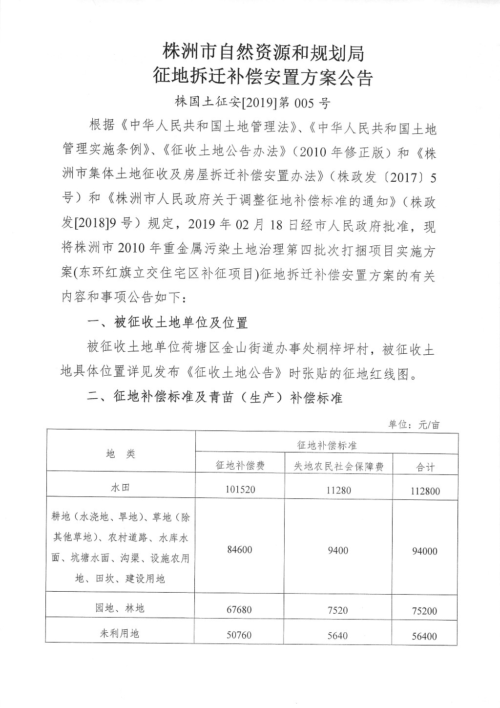 湖南：征地拆迁补偿安置方案公告--东环红旗立交住宅区补征项目