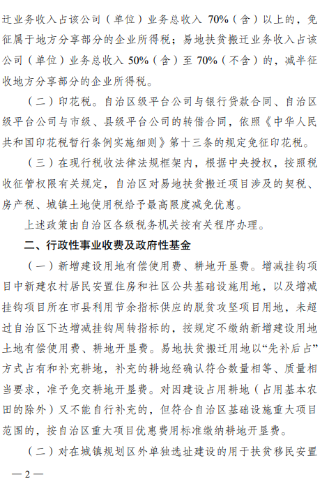 广西壮族自治区人民政府办公厅关于支持易地扶贫搬迁项目有关税费优惠政策的通知 广西壮族自治区人民政府办公厅关于支持易地扶贫搬迁项目有关税费优惠政策的通知