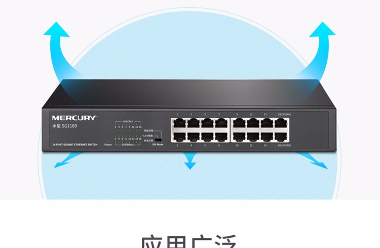 水星SG116D  16口千兆桌面式交换机