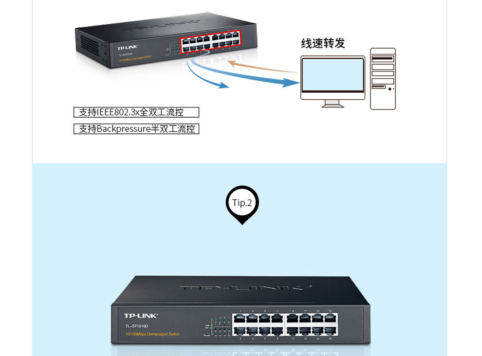 TP-LINK TL-SF1016D  16口百兆桌面式交换机