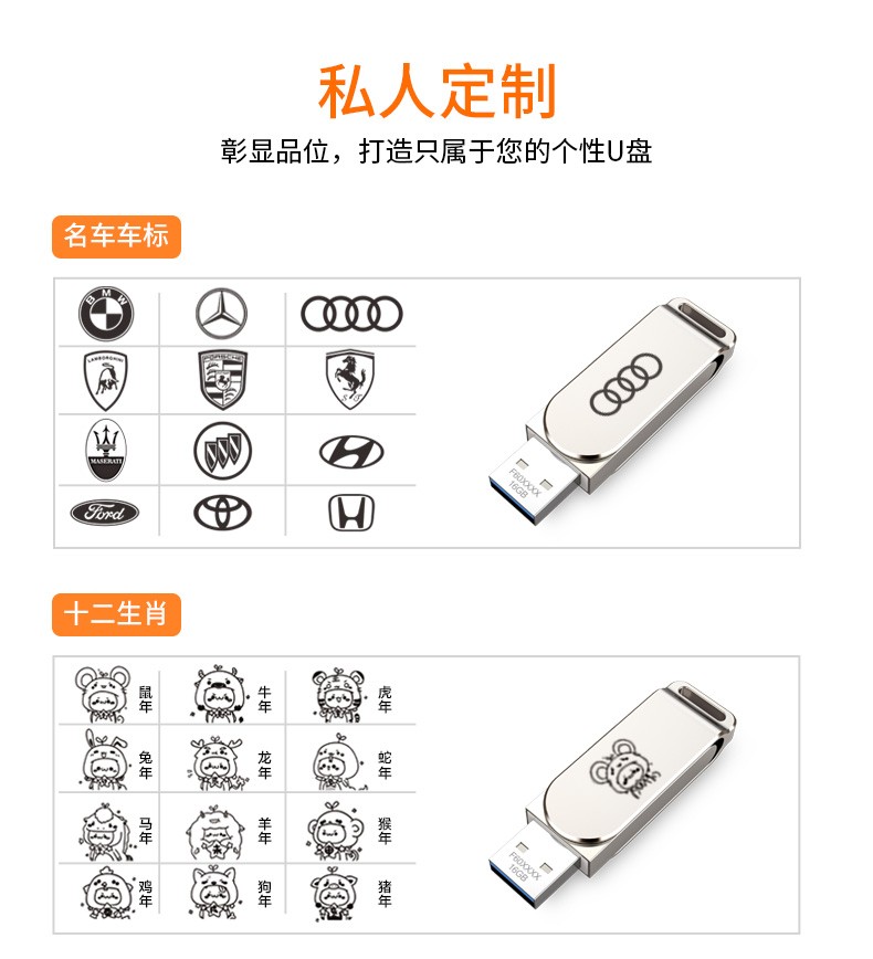 忆捷F60   USB3.0 U盘 高速全金属珍珠镍色