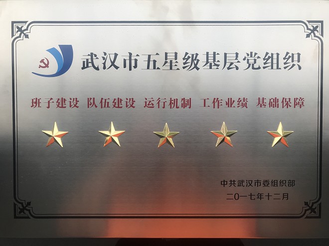 公路工程事業(yè)部黨支部榮獲“武漢市五星級基層黨組織”榮譽(yù)稱號 公路工程事業(yè)部黨支部榮獲“武漢市五星級基層黨組織”榮譽(yù)稱號
