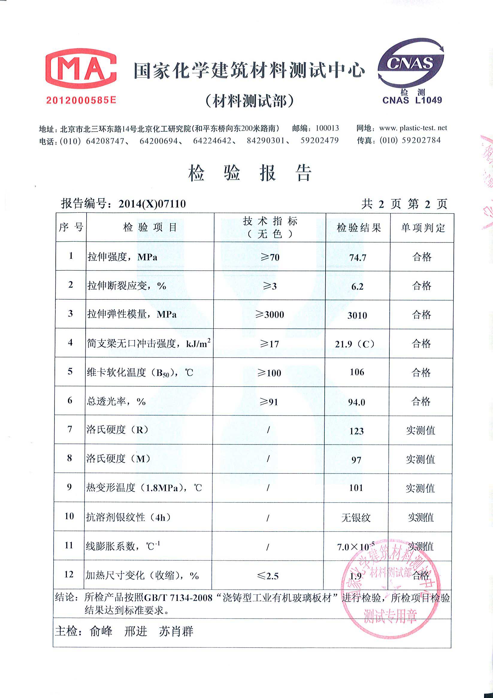 “美の臣”化学检测报告