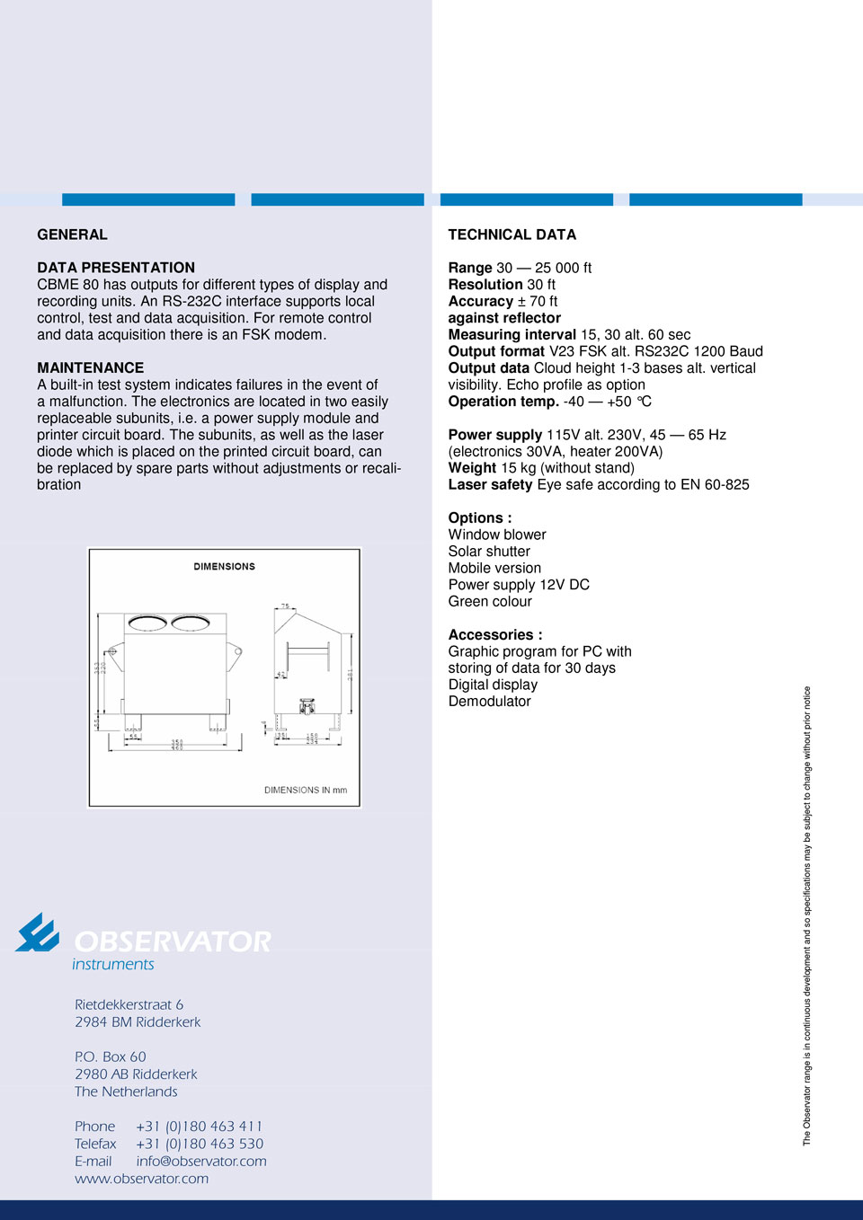 CBME80 Cloud Ceilometer