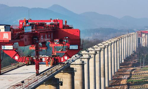 合安高鐵懷寧段譚橋河特大橋施工忙 合安高鐵懷寧段譚橋河特大橋施工忙