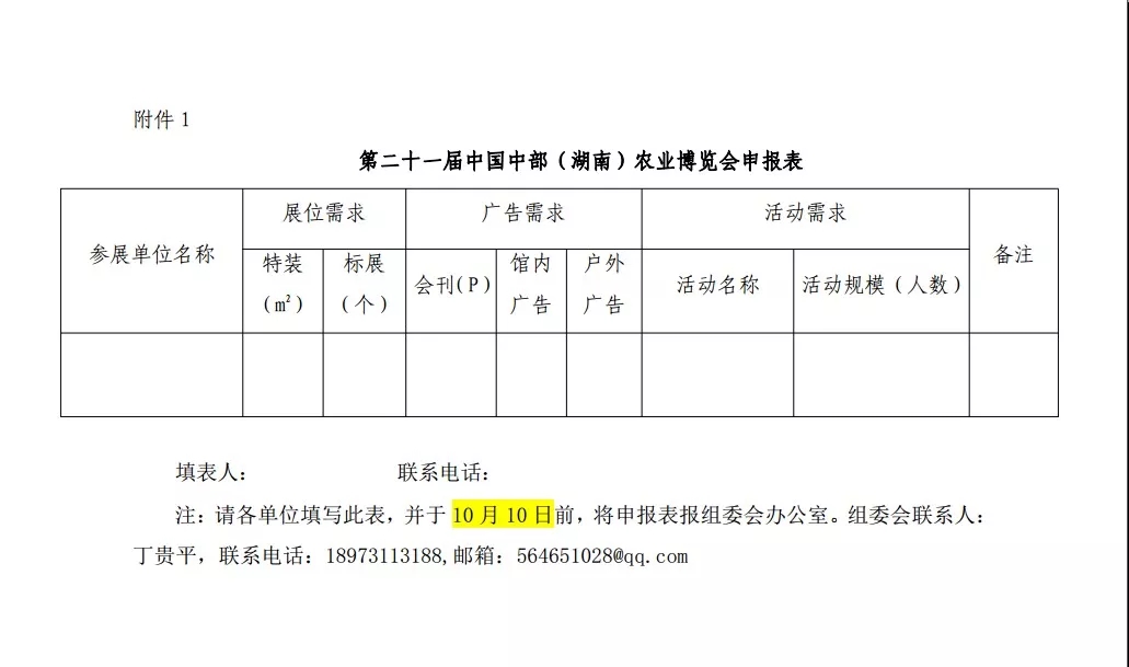 关于组织参加第二十一届中国中部（湖南） 农业博览会的通知