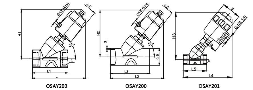 OSAY200/OSAY201气动角座阀 OSAY200/OSAY201气动角座阀