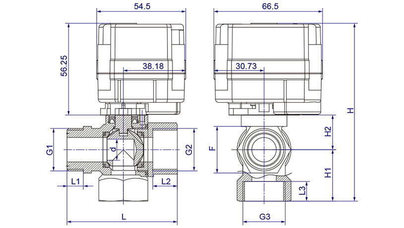 OSAWQ914/15系列微型電動(dòng)三通球閥（立式三通）