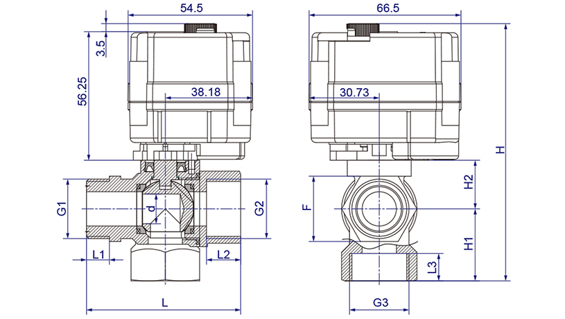 OSAWQ914/15系列微型電動(dòng)三通球閥（立式三通）