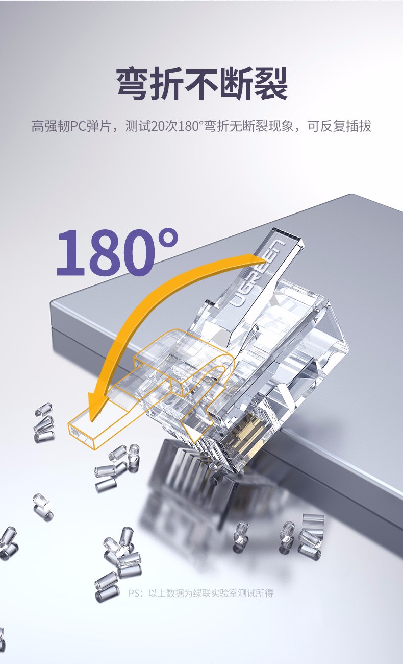绿联 80108 二芯电话水晶头  6P2C  一包100个
