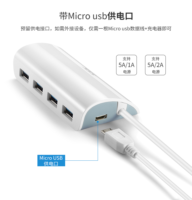 飚王SHU-808 USB3.0一拖四口集线器扩展HUB线长1米