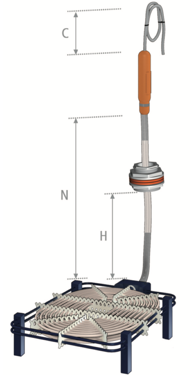PTFE Immersion Heater-Flat Bottom