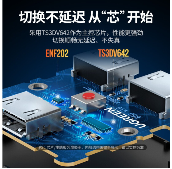 绿联70607-HDMI双向切换器（一进二出/二进一出）带1米线