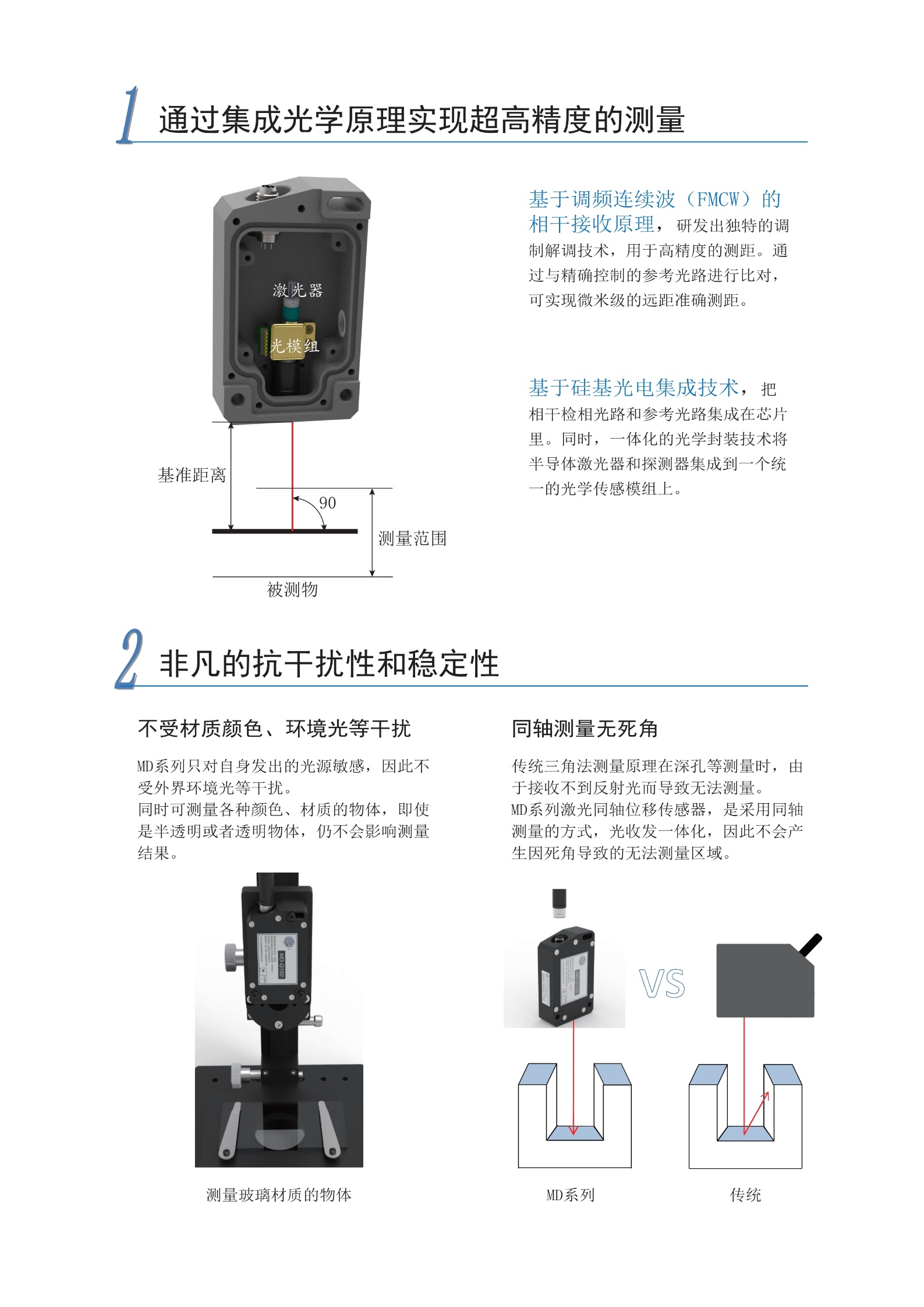 4米检测距离精度可达微米级激光测距传感器MD-H系列