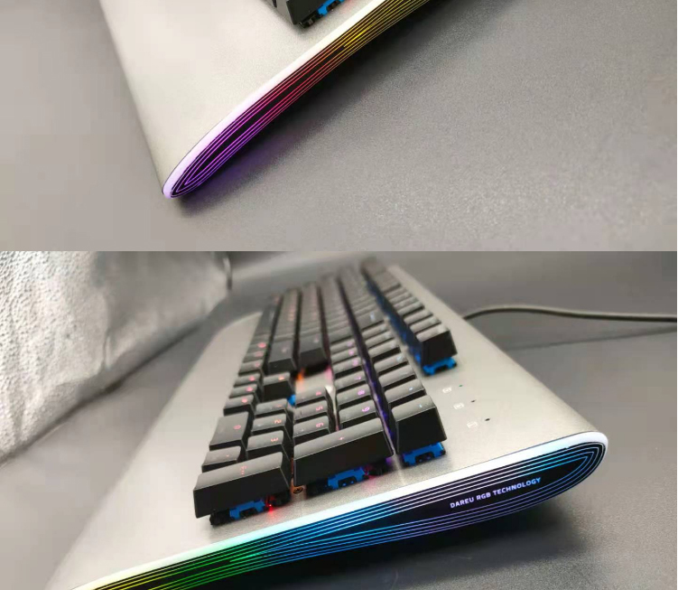 达尔优ck500光轴机械键盘可插拔全键无冲防尘防水LED混光合金面板
