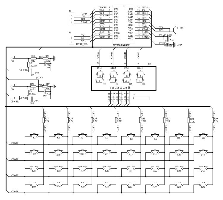 WT2003H4 B001数码管驱动语音IC