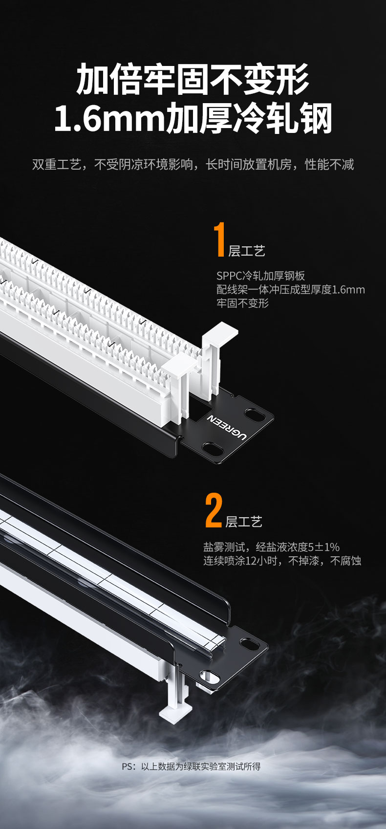 绿联-80447 电信工程级镀金版100对110型语音配线架 