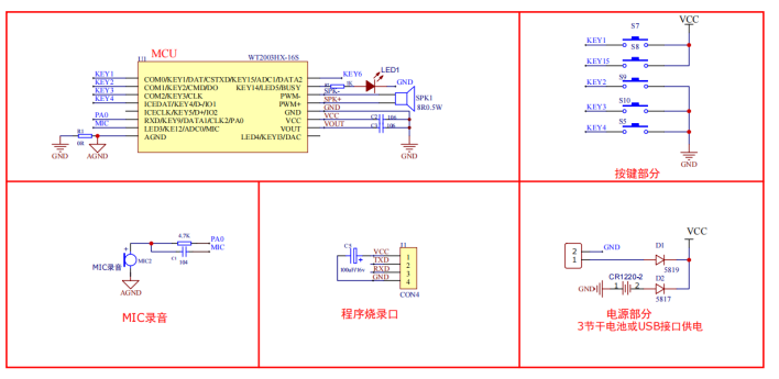 WT2003H4-16S 语音芯片按键录音及播放应用解析 WT2003H4-16S 语音芯片按键录音及播放应用解析