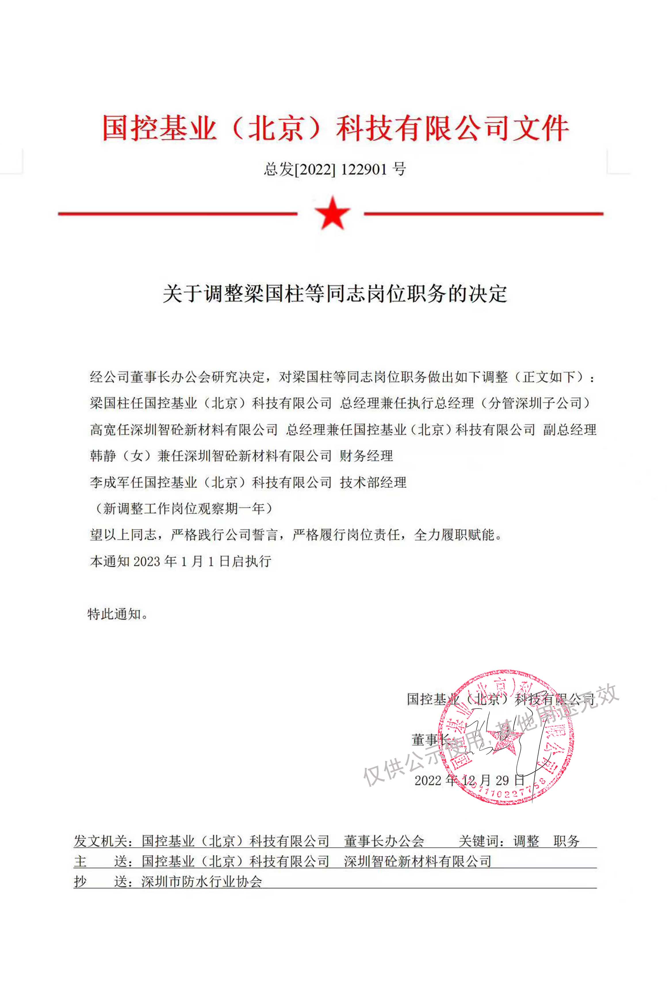 关于调整梁国柱等同志岗位职务的决定