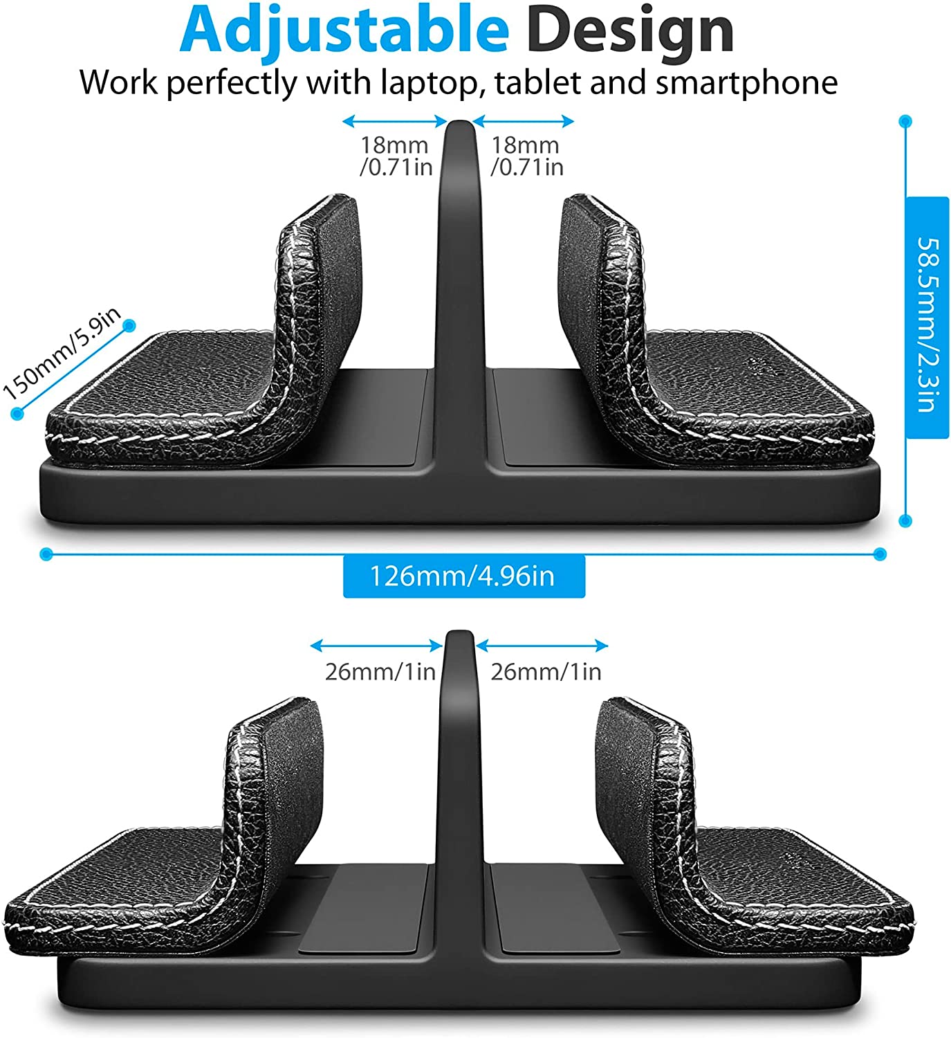 Leather dual slot stand laptop stand