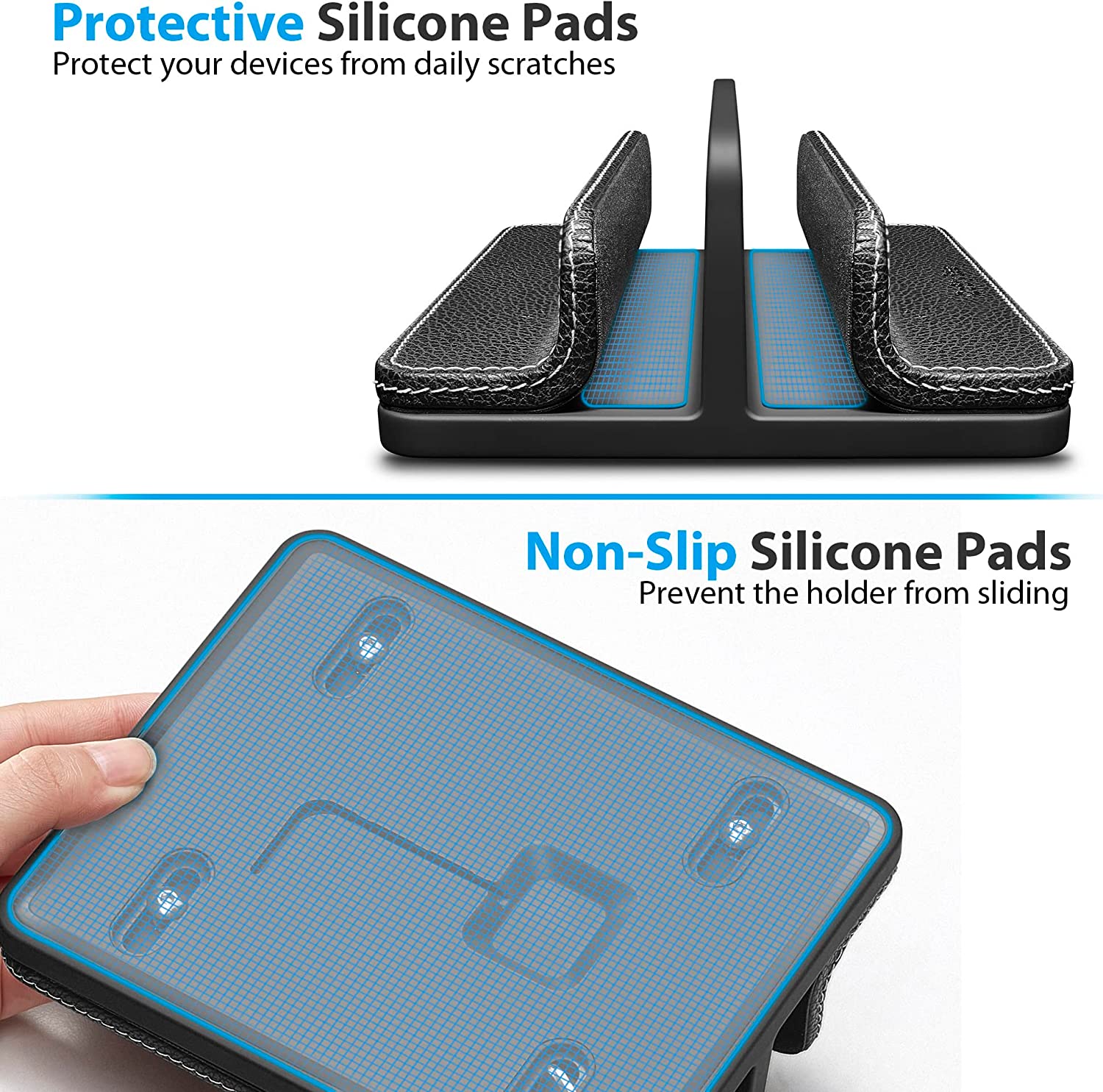 Leather dual slot stand laptop stand