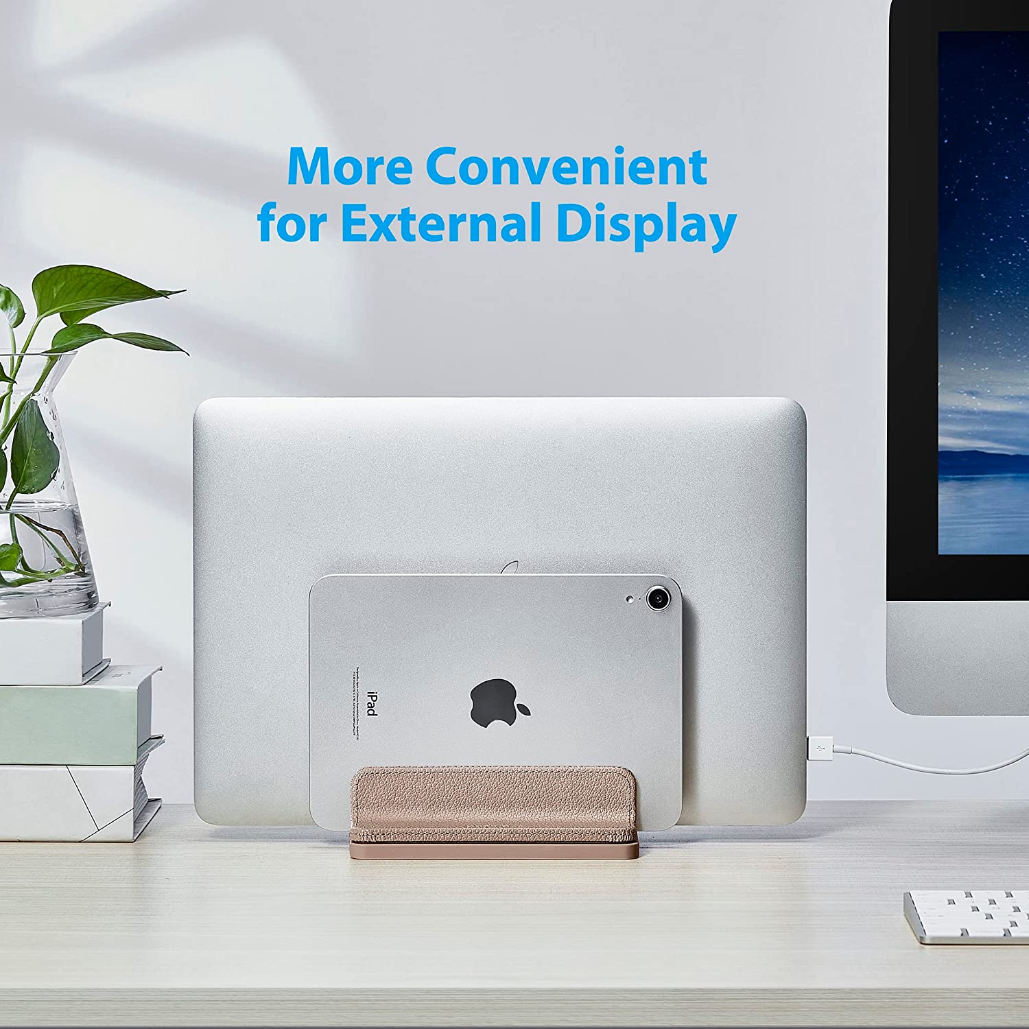 Leather dual slot stand laptop stand