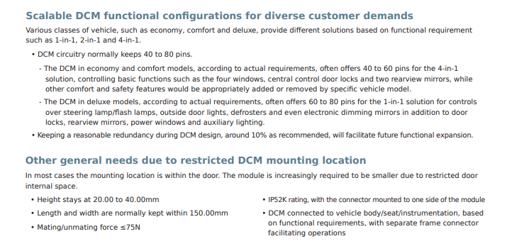 Molex Door Control Module Connectors