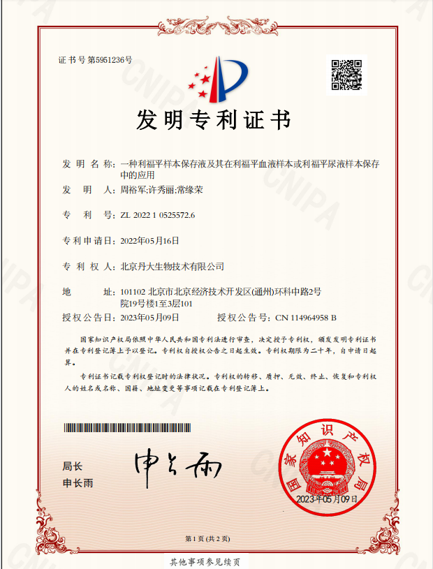支持《遏制微生物耐药国家行动计划》红龙扑克生物药物监测系列再获发明专利！