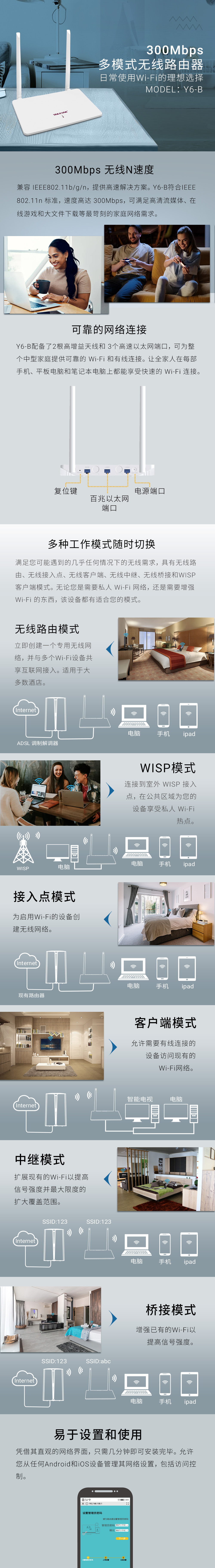 Y6-B 300Mbps多模式无线路由器