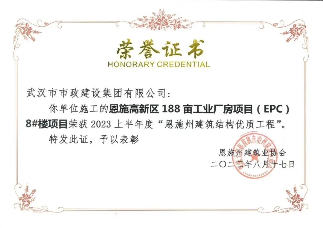 點贊!恩施188項目獲雙項榮譽! 點贊!恩施188項目獲雙項榮譽!
