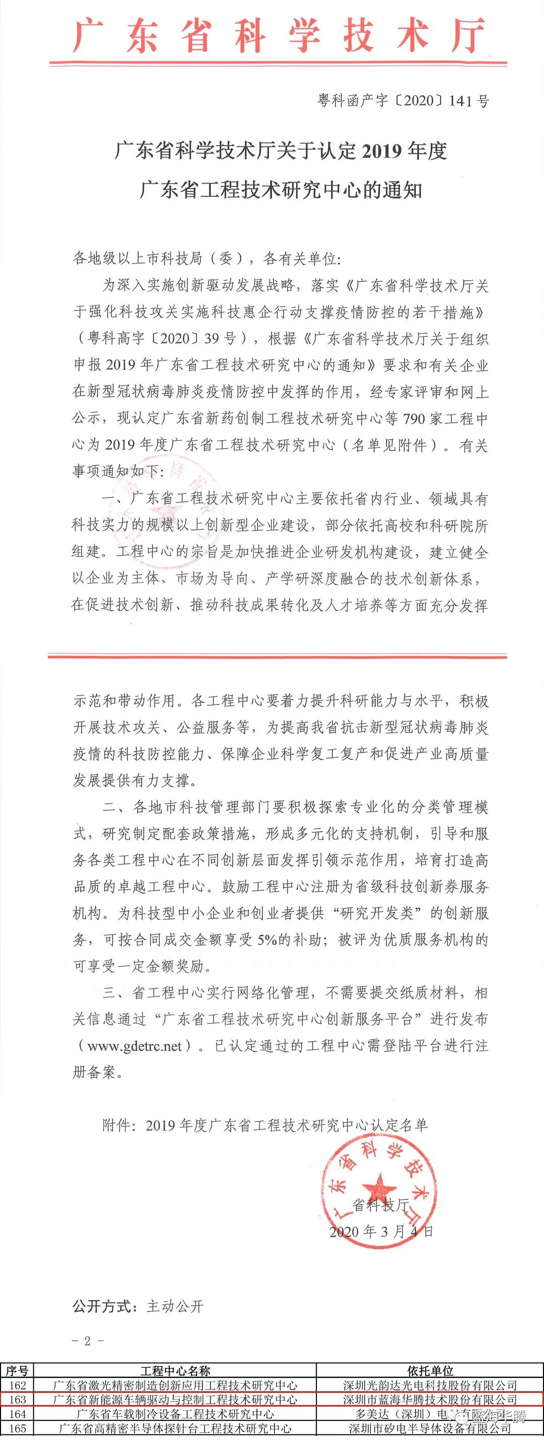 【喜讯】蓝海华腾被认定为广东省工程技术研究中心 【喜讯】蓝海华腾被认定为广东省工程技术研究中心
