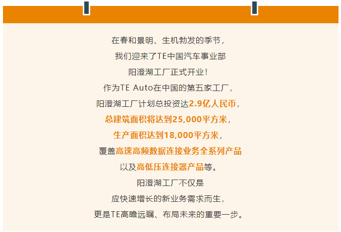 乘势而上，布局未来 | TE Auto苏州阳澄湖工厂正式开业！