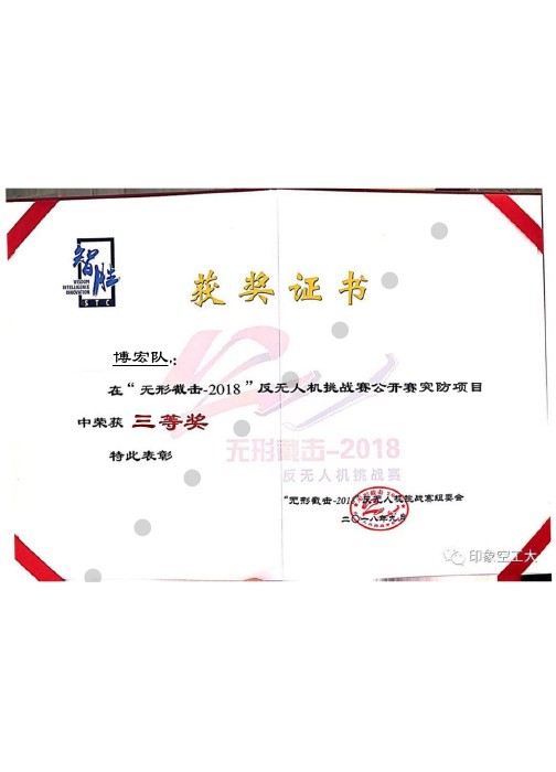 博宏2018无形截击获奖证书