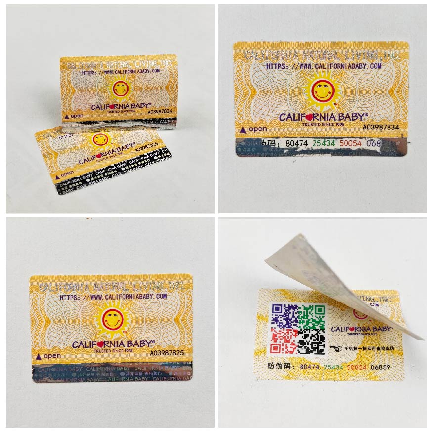 紙面揭開防轉(zhuǎn)移彩色二維碼標(biāo)簽 散花冷燙工藝紙面揭開雙層防偽標(biāo)